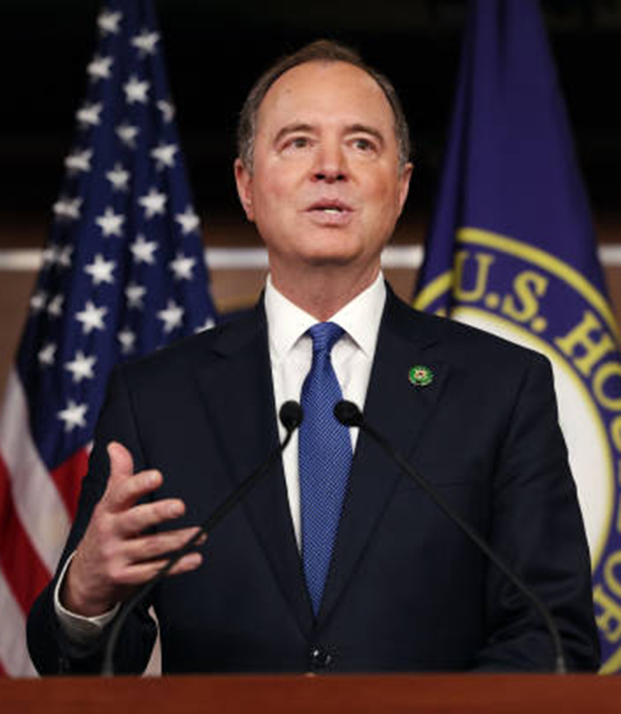 WASHINGTON, DC - JANUARY 25: U.S. Rep. Adam Schiff (D-CA) speaks at a press conference on committee assignments for the 118th U.S. Congress, at the U.S. Capitol Building on January 25, 2023 in Washington, DC. U.S. House Speaker Kevin McCarthy (R-CA) recently rejected the reappointments of Rep. Adam Schiff (D-CA) and Rep. Eric Swalwell (D-CA) to the House Intelligence Committee and has threatened to stop Rep. Ilhan Omar (D-MN) from serving on the House Foreign Affairs Committee. (Photo by Kevin Dietsch/Getty Images)